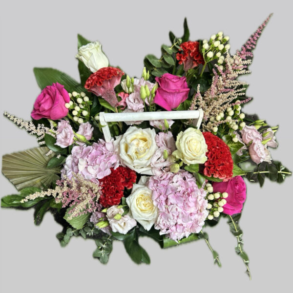Aranjament floral - alb si roz