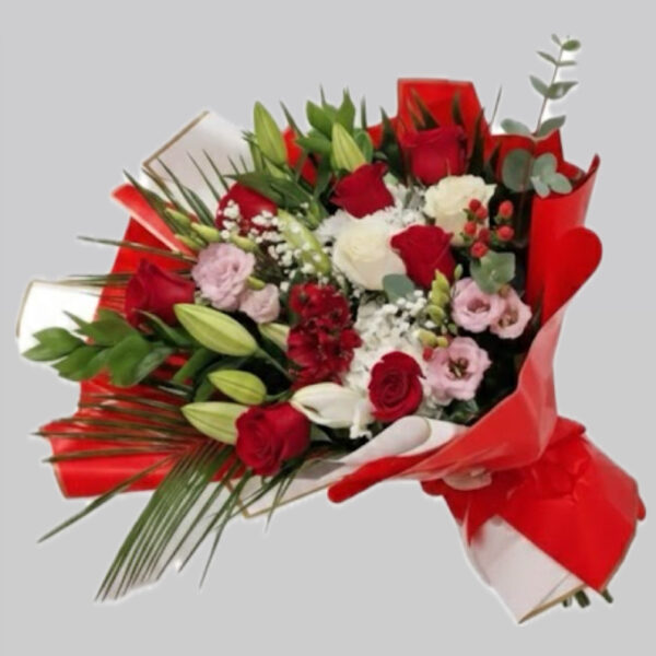 Buchet Mix trandafiri si crini