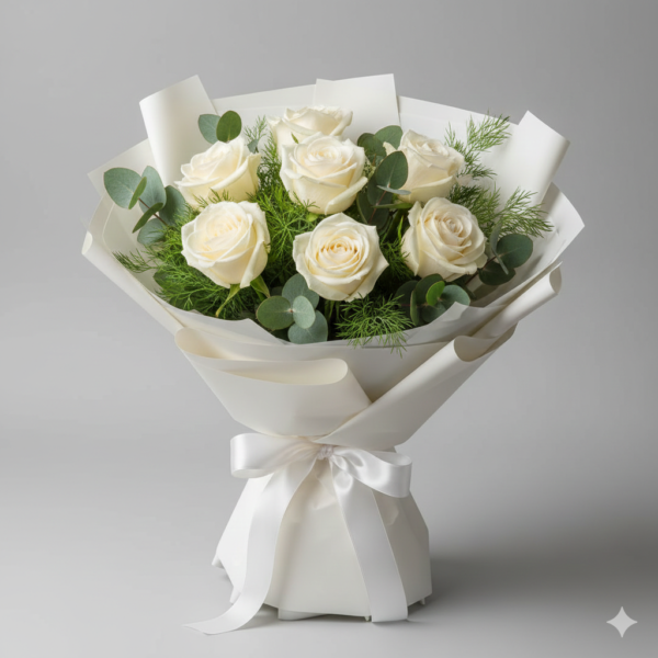 Buchet alb - 7 trandafiri