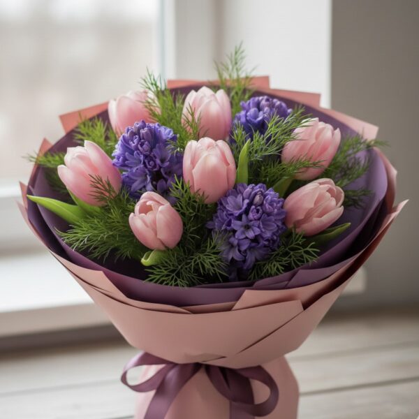 Buchet de primavara in culori pastel